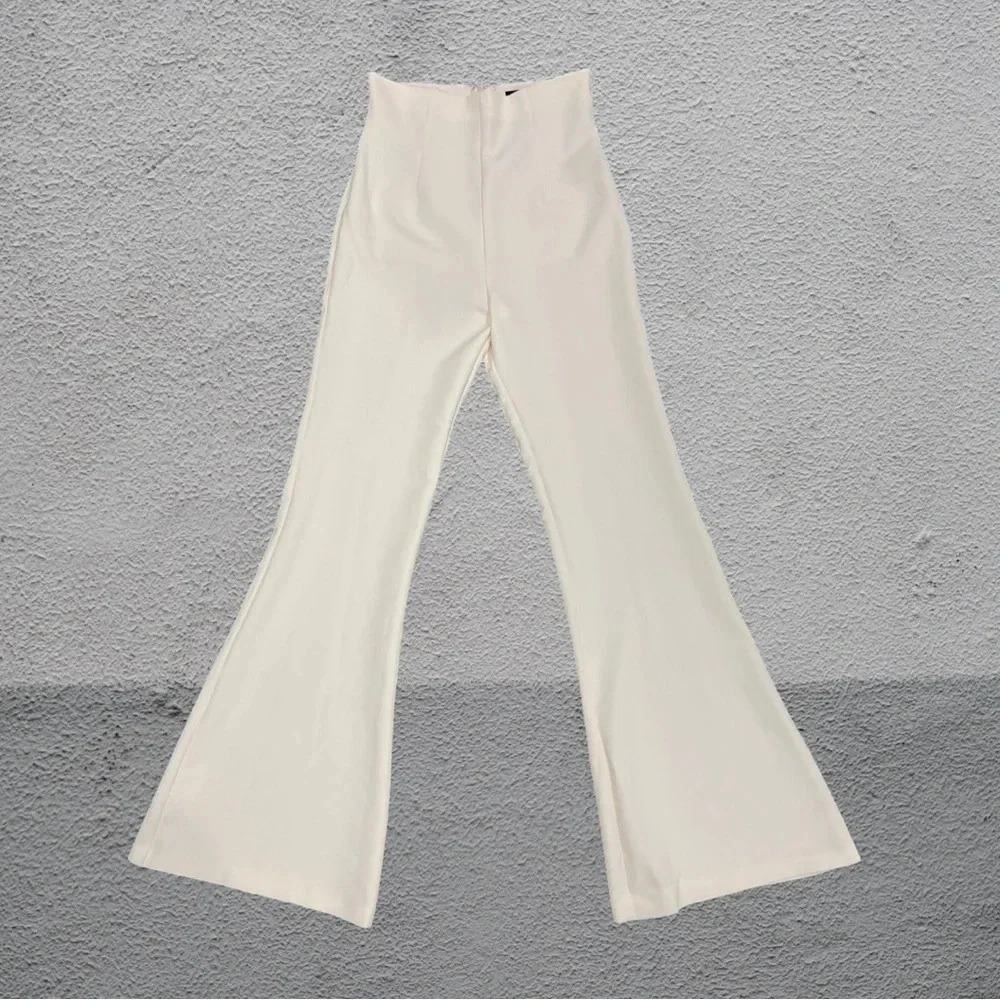 NWOT Michael Costello x Revolve White Wide Leg Long pants, Sz S
